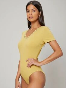 SHEIN Body de canalé de viscosa - Mostaza Amarilla - Ver 8