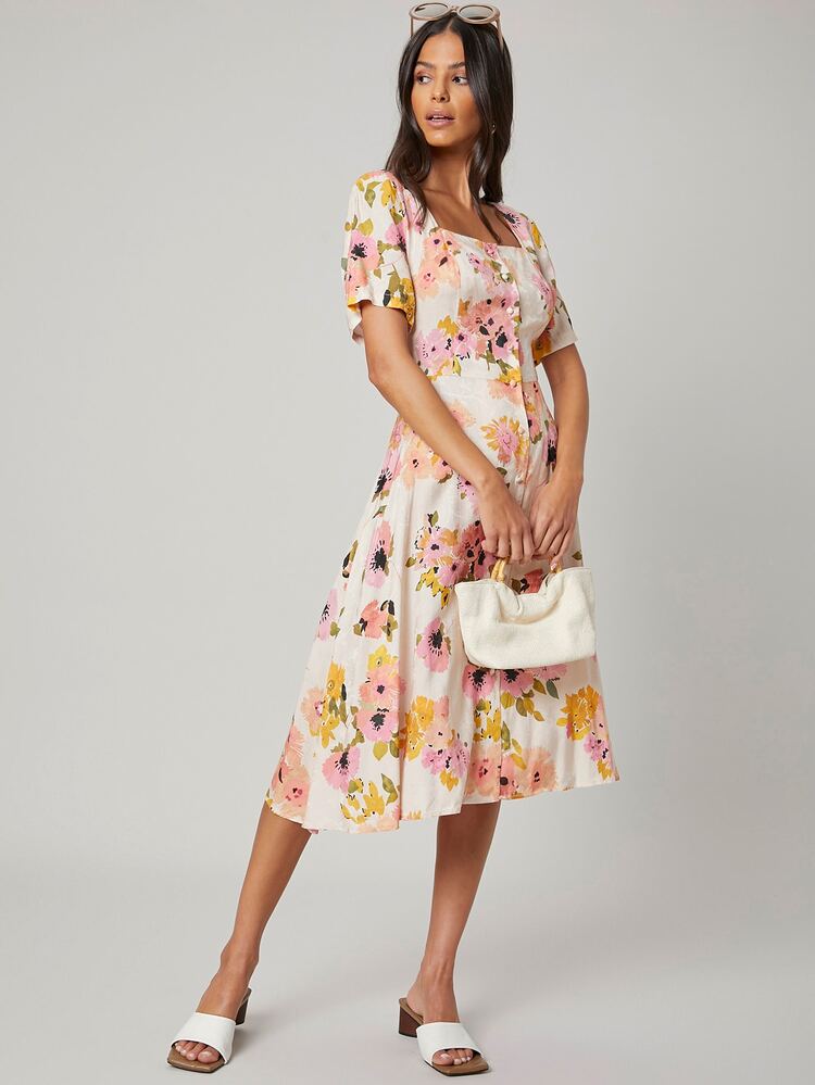 SHEIN Silk Midi Flowy Dress - Multicolor - View 5