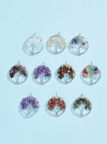 10pcs Stone Decor Round DIY Pendant - Multicolor - View 1