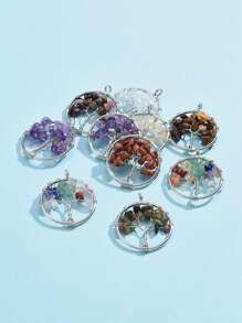 10pcs Stone Decor Round DIY Pendant - Multicolor - View 2