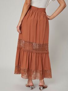 SHEIN Flowy High Waist Skirt - Brown - View 2