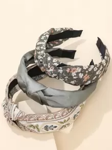 3 Piezas De Aros Para Cabello Con Detalles Florales Y De Bordado De Estilo Bohemio - Multicolor - Ver 1