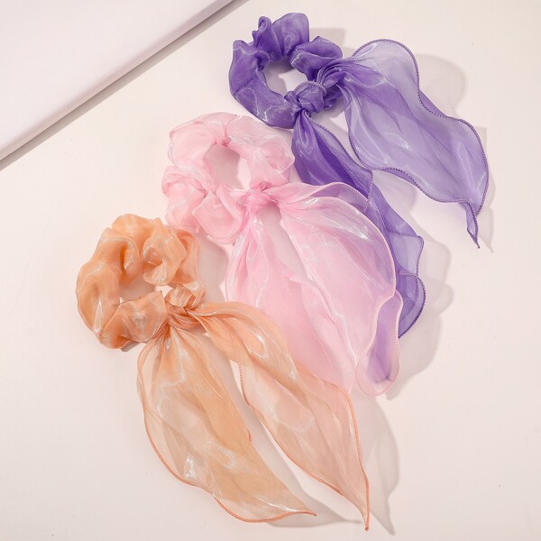 

3pcs Solid Hair Tie, Multicolor