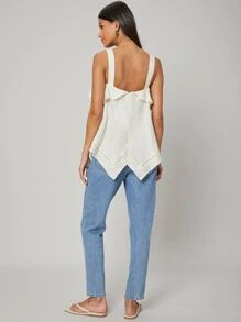 SHEIN Unity 100% Linen Ruffle Cami Top - Beige - View 11