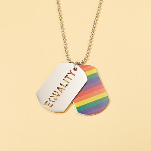 

Letter Detail Pendant Necklace, Silver