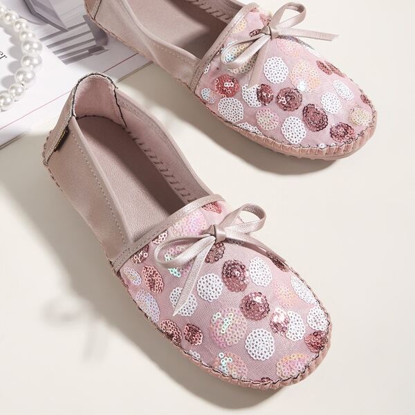

Sequin & Bow Decor Flats, Pink