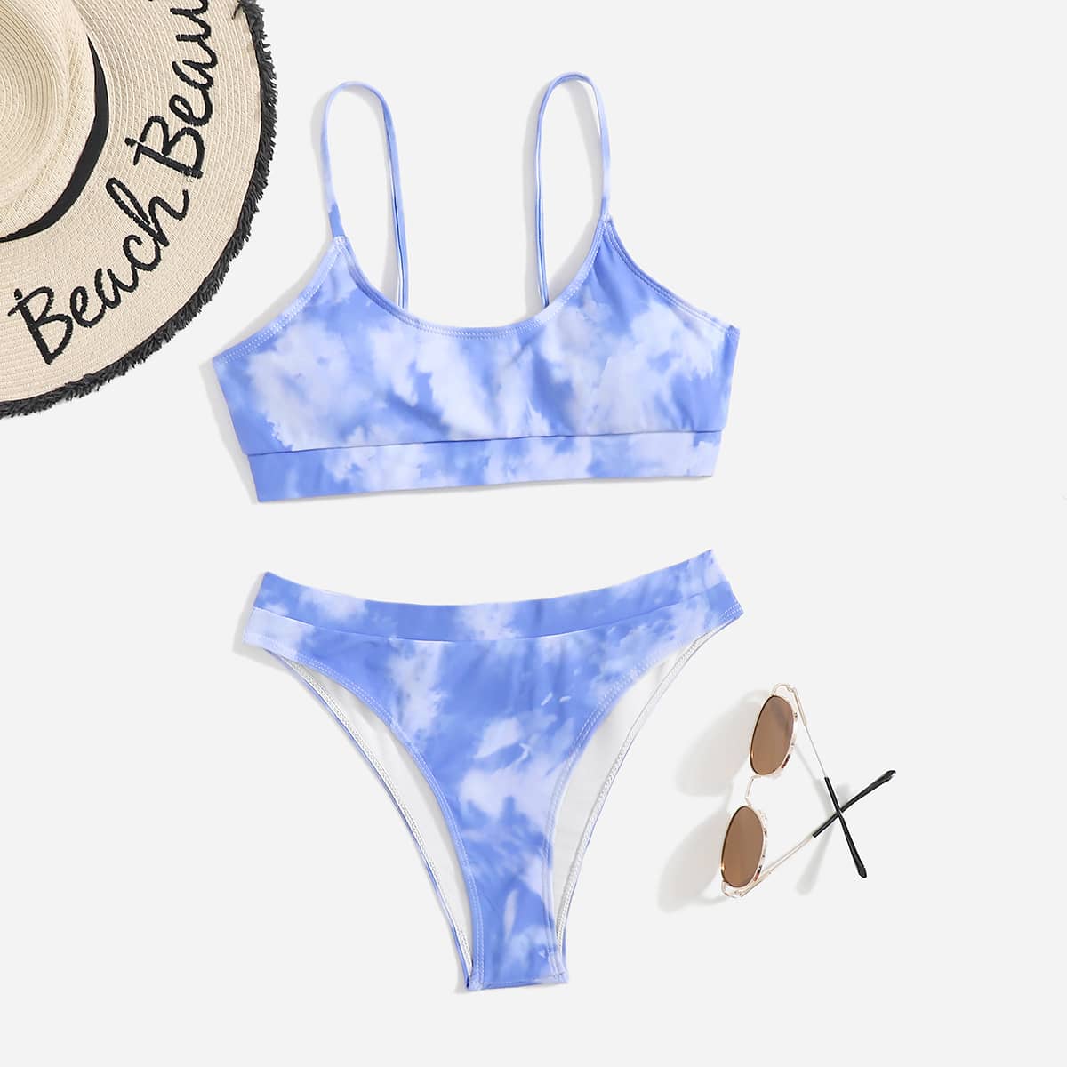 

Tie Dye Bikini Swimsuit, Blue and white