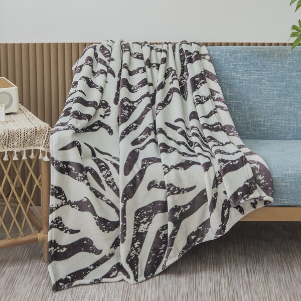 

1pc Zebra Striped Fleece Blanket, Multicolor