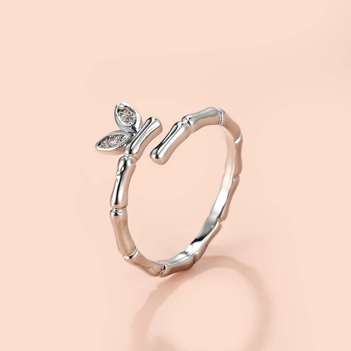 

Rhinestone Decor Cuff Ring, Silver