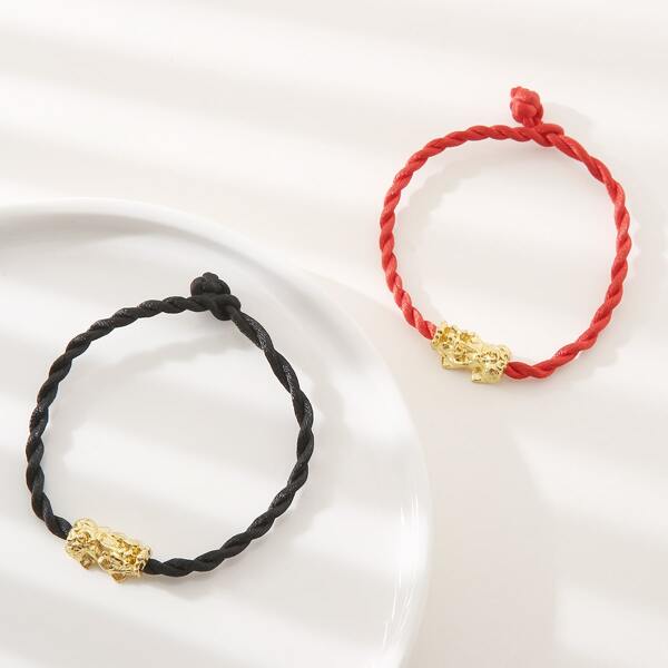 

2pcs Braided Bracelet, Multicolor