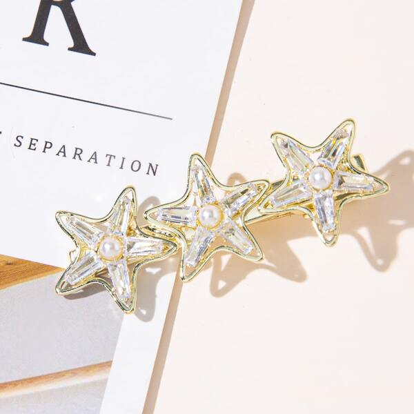 

Zircon Star Decor Hair Clip, Gold