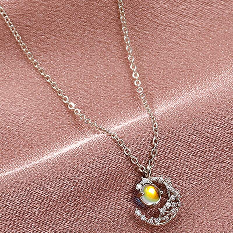 

Moon Pendant Necklace, Silver