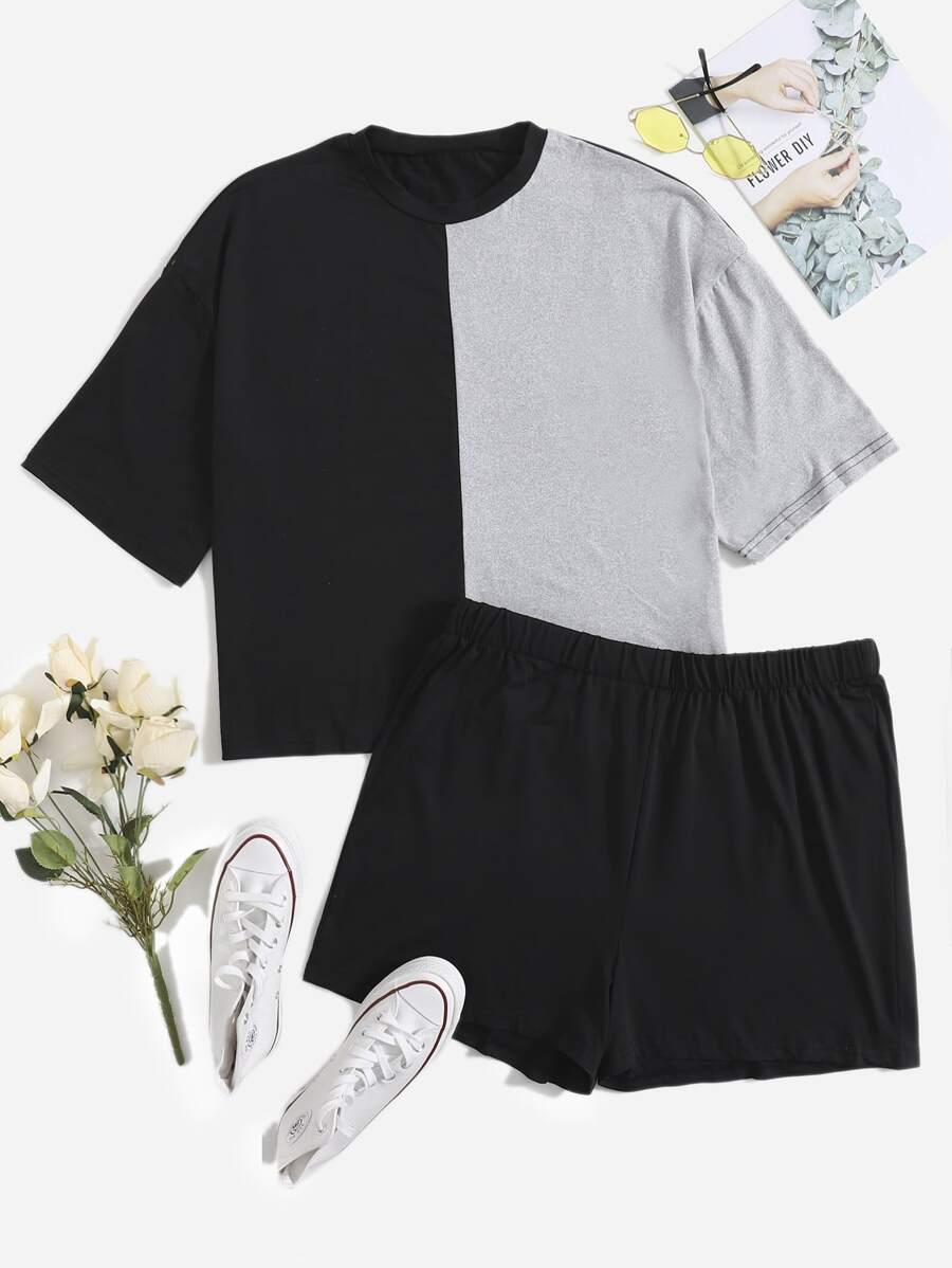 de dos tonos Camiseta & Shorts - Multicolor - Ver 1