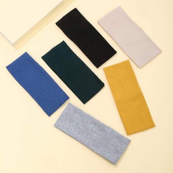 

6pcs Solid Hair Band, Multicolor