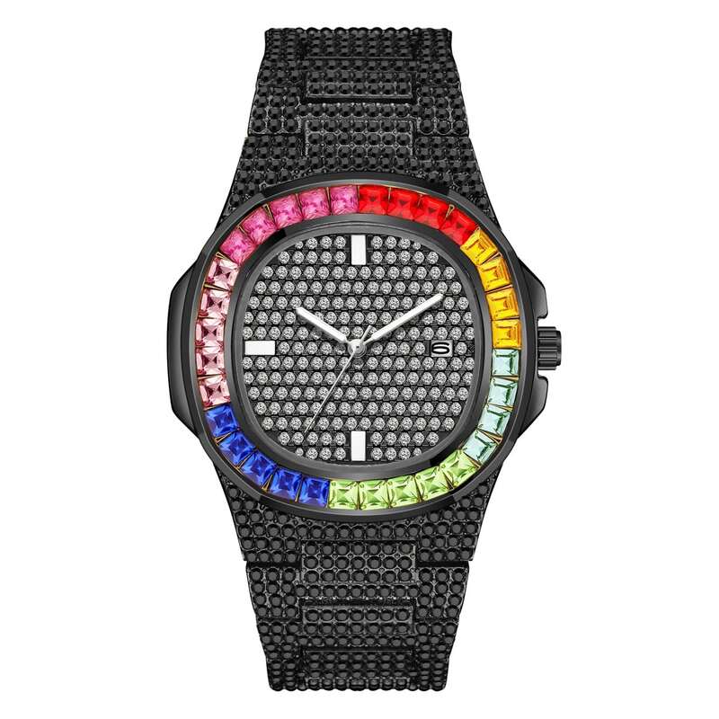 

Guys Rhinestone Decor Date Quartz Watch