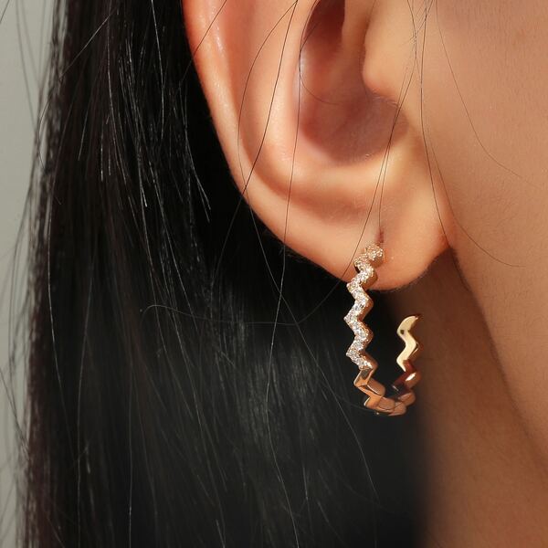 

18K Gold Plated Zircon Decor Earrings