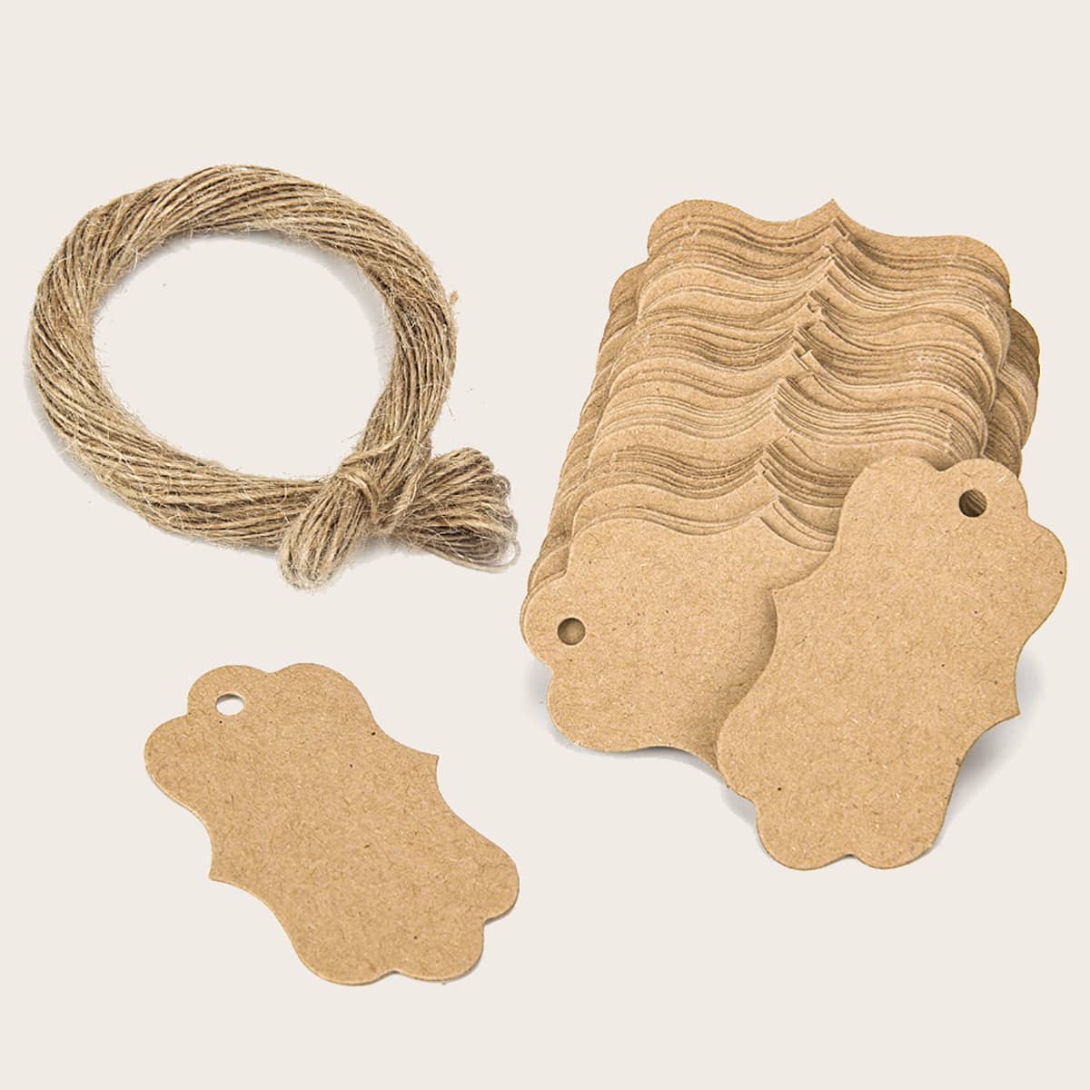 

100pcs Gift Tag & 1pc Hemp Rope, Khaki