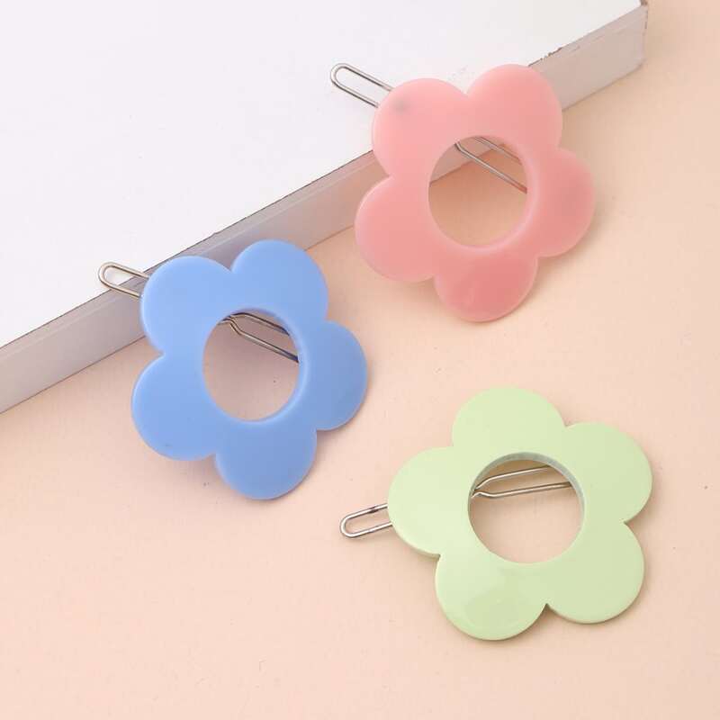 

3pcs Flower Design Hair Clip, Multicolor
