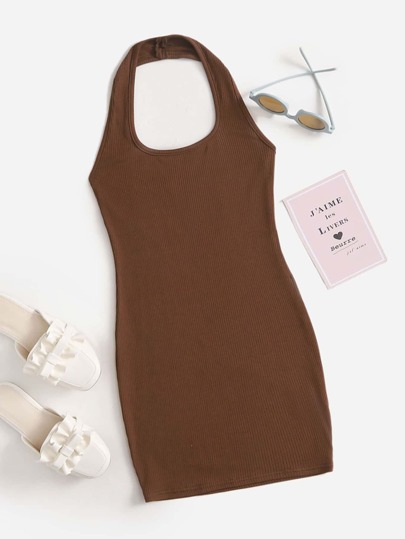 فستان برسن ضيق بلون موحد للبنات