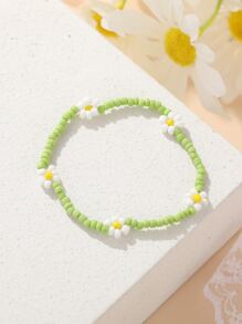 Simple Beaded Bracelet - Green - View 3