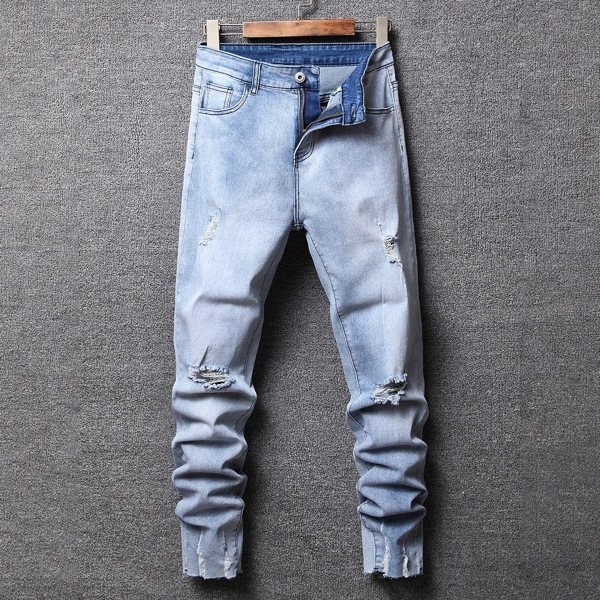 

Men Washed Ripped Tapered Jeans, Light wash