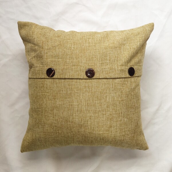 

Button Decor Cushion Cover Without Filler, Khaki
