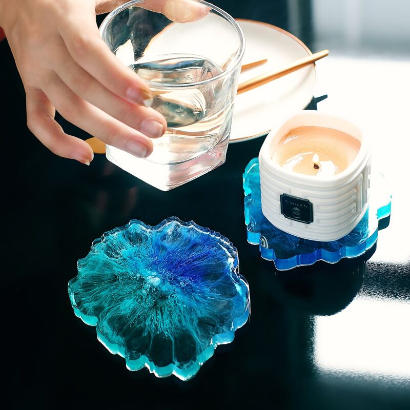 

1pc Flower Shaped Coaster, Blue