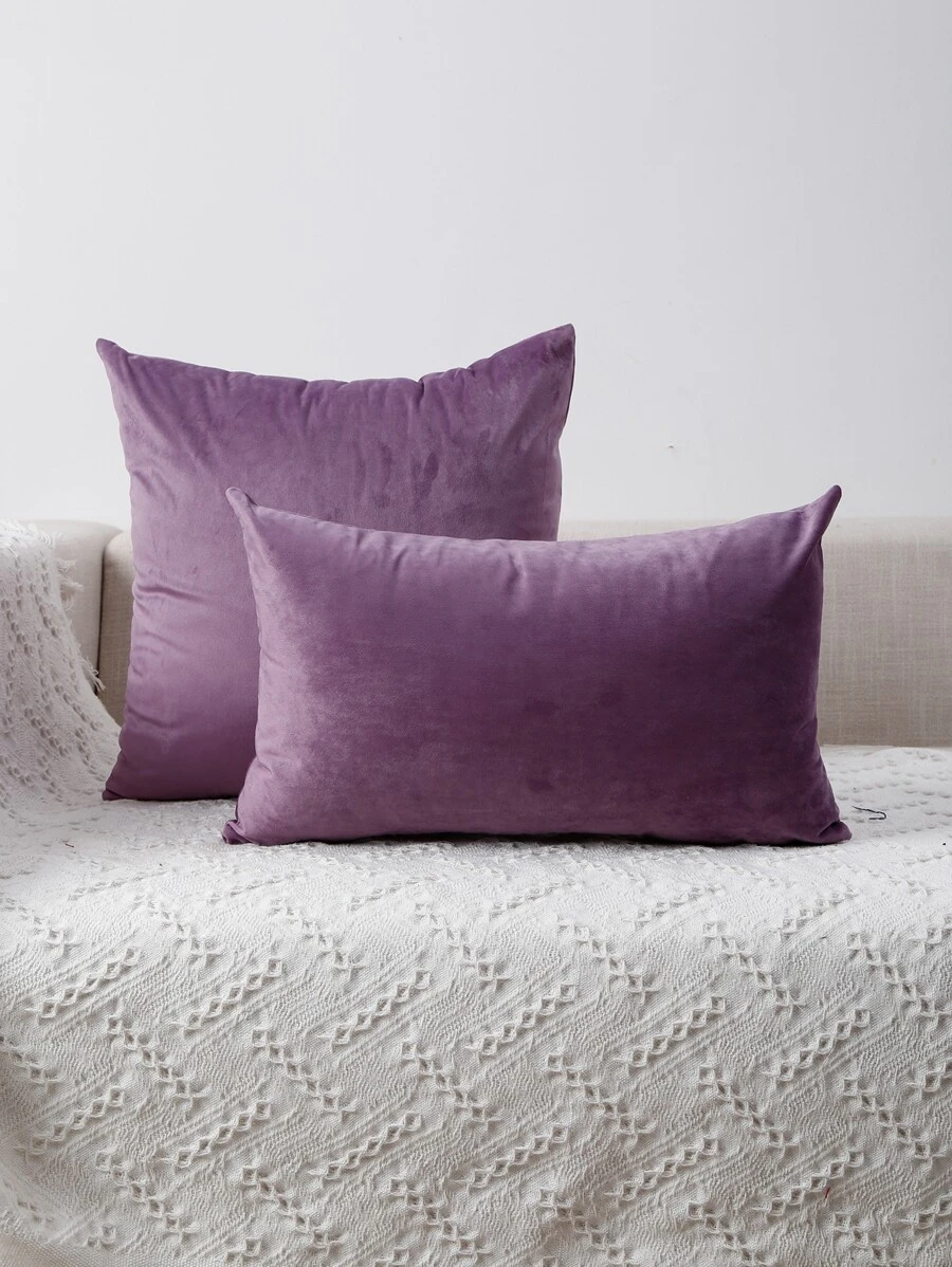 Miater 1pc Velvet Cushion Cover Without Filler - Mauve Purple - View 1
