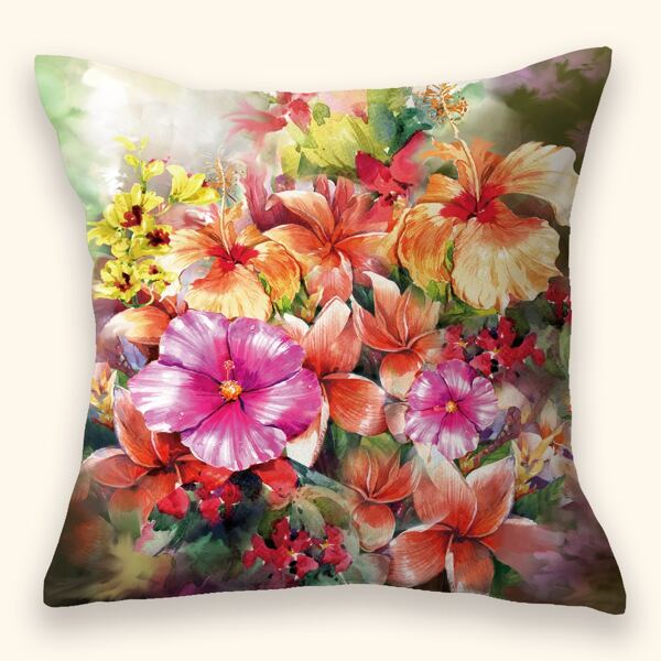 

1pc Flower Print Cushion Cover Without Filler, Multicolor