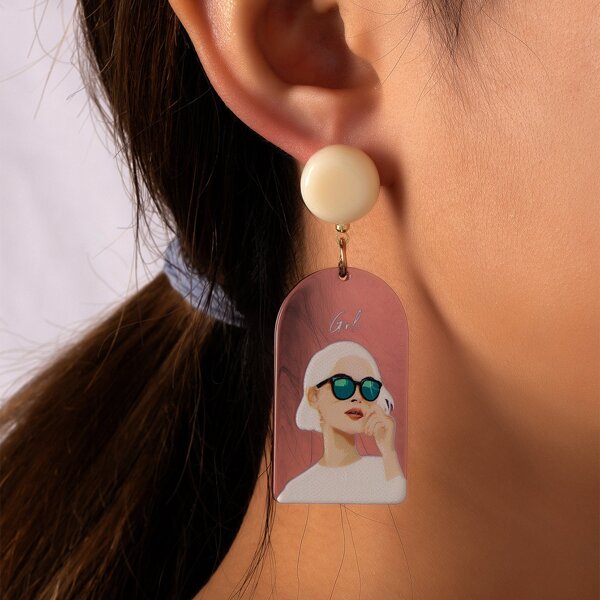 

Figure Graphic Resin Earrings, Multicolor
