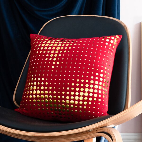 

1pc Polka Dot Bronzing Cushion Cover Without Filler, Red