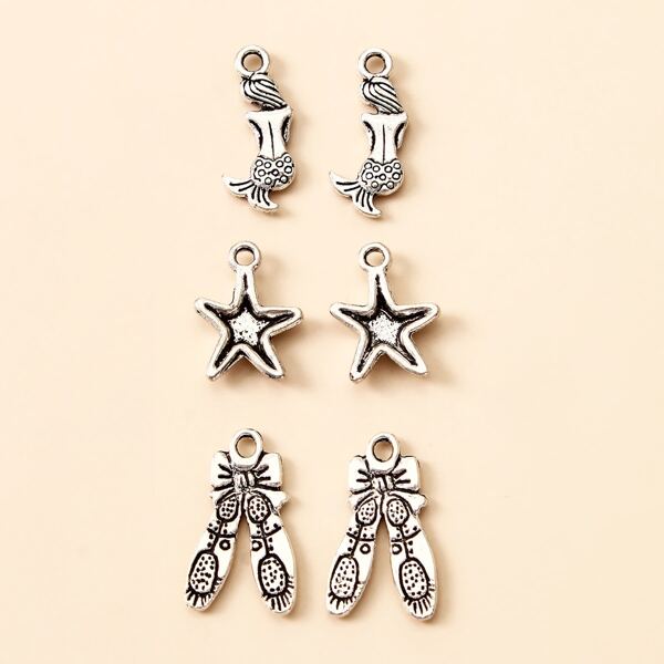 

3pairs Alloy DIY Jewelry Pendant, Silver