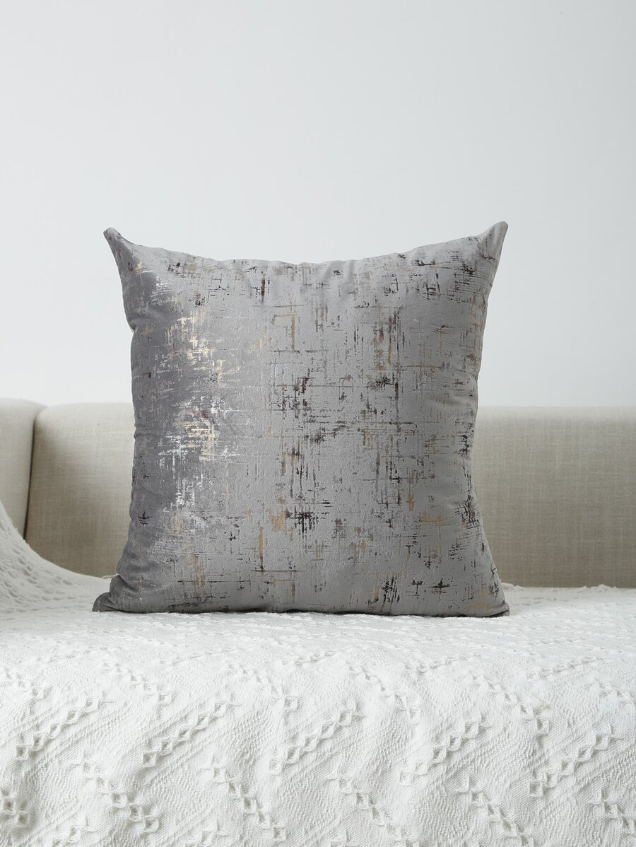 Miater Metallic Velvet Cushion Cover Without Filler, Simple Throw Pillow Case, For Sofa, Living Room - Grey - View 1