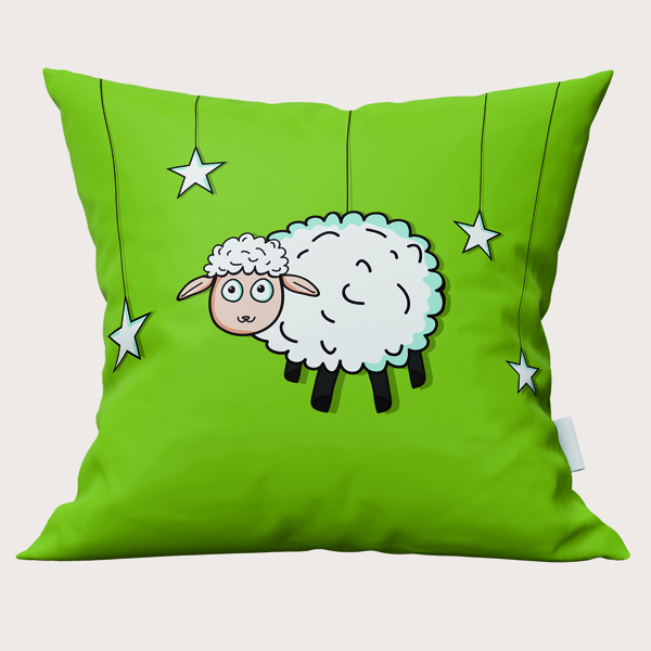 

Cartoon Graphic Cushion Cover Without Filler, Green