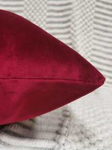 1pc Plain Cushion Cover Without Filler, Burgundy Simple Throw Pillow Case, Pillow Insert Not Include, For Sofa, Living Room - Burgundy - View 6