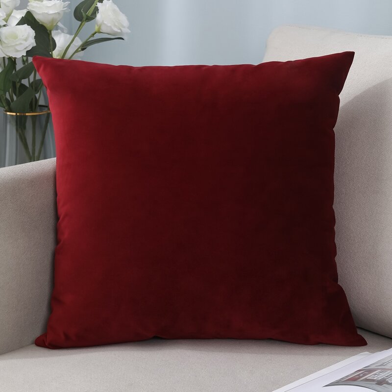 

1pc Velvet Cushion Cover Without Filler, Burgundy