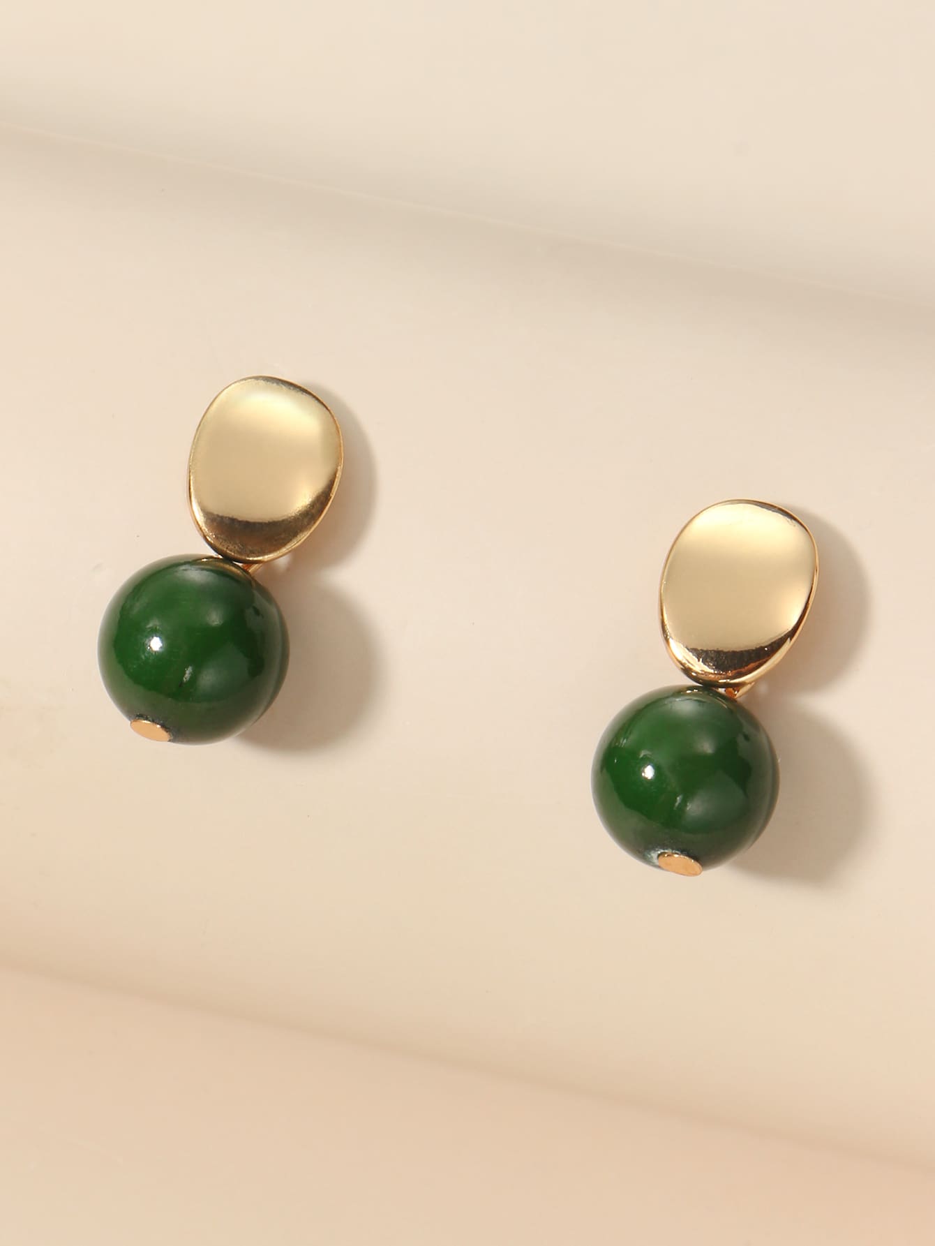 1 Pair Minimalist Turquoise Round Earrings, Suitable For Women's Daily Wear, Gift For Holidays - Dark Green - View 1