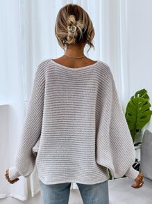 Jersey de manga murciélago unicolor - Gris Claro - Ver 2