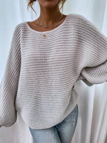 Jersey de manga murciélago unicolor - Gris Claro - Ver 3