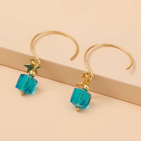 

Star Moon Charm Earrings, Gold