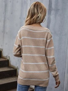 Jersey de rayas roto escote V