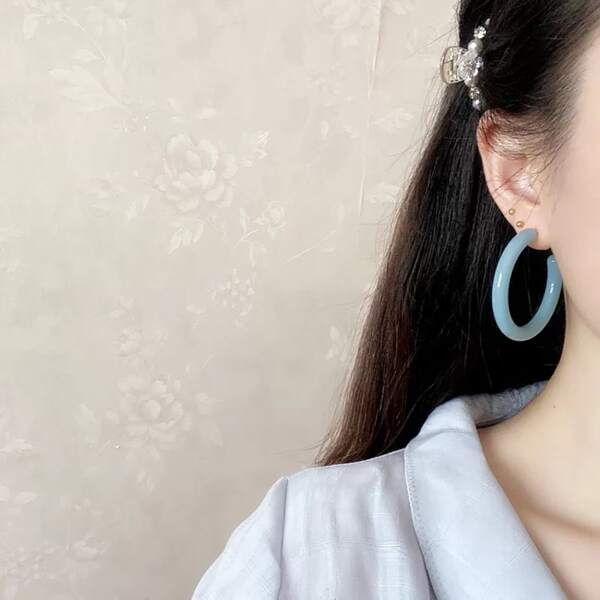 

Серьги акриловый открытый, Зелёный