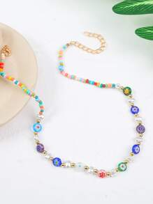 簡約風串珠項鏈 - 彩色 - 查看 3