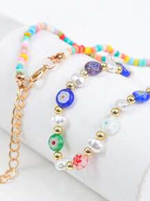 簡約風串珠項鏈 - 彩色 - 查看 4