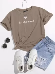 Muchica Slogan Graphic Tee - Mocha Brown - View 1
