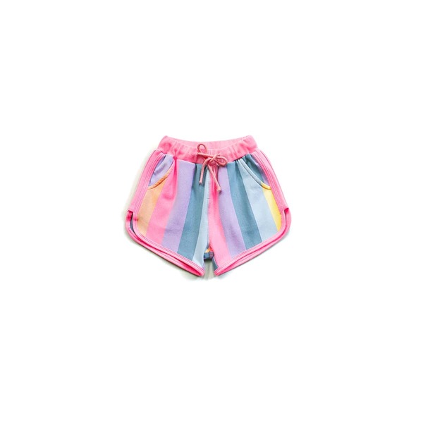 

Toddler Girls Block Striped Drawstring Waist Shorts, Multicolor