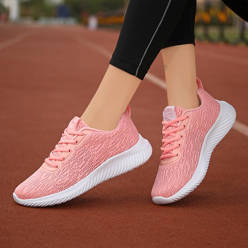 

Lace-up Front Knit Slip On Sneakers, Pink