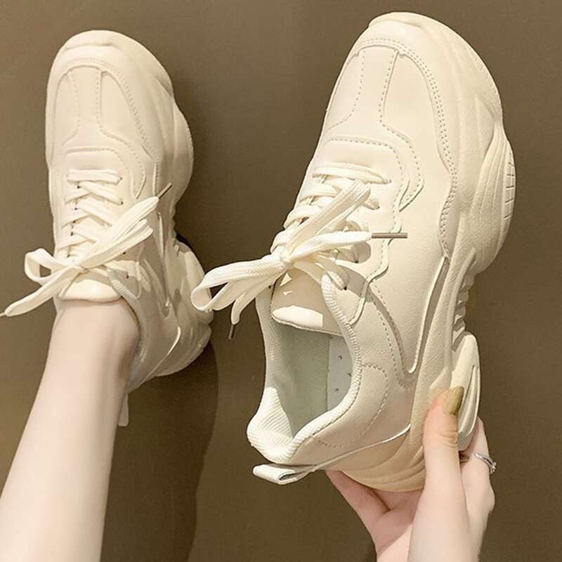 

Lace-up Front Minimalist Sneakers, Beige