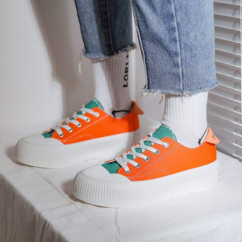

Lace Up Front Canvas Shoes, Orange