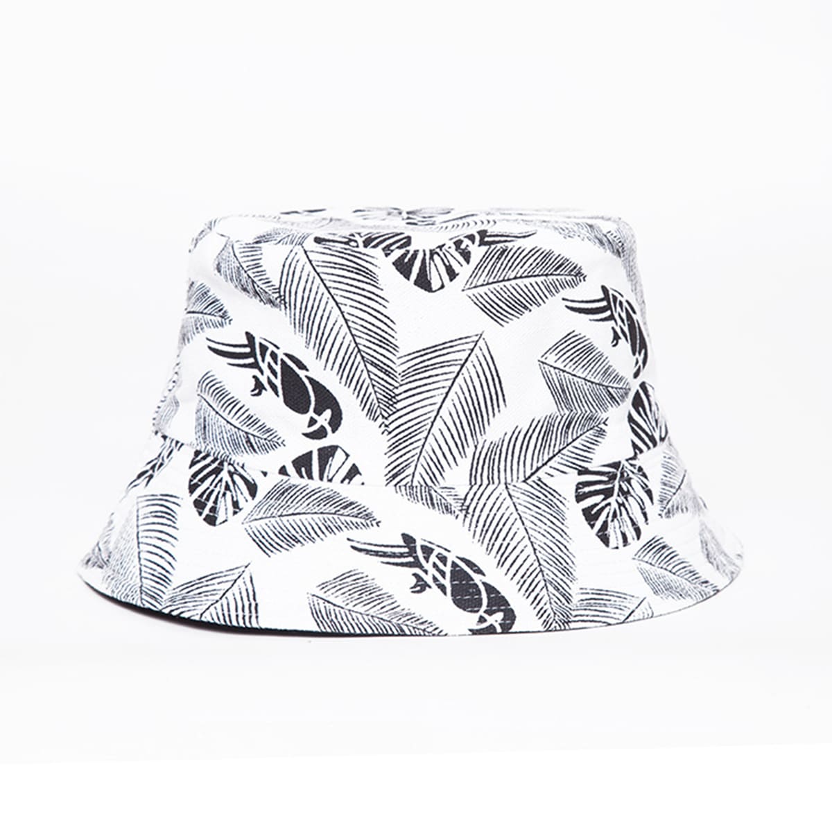 

Leaf Graphic Bucket Hat, Black and white